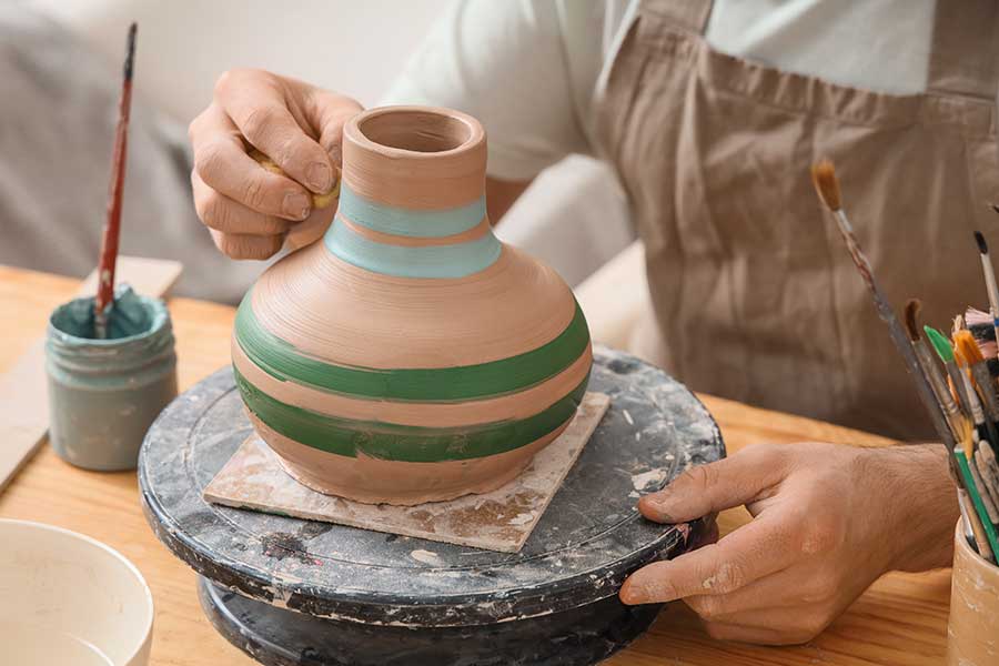 Adults taking part in a creative craft workshop
